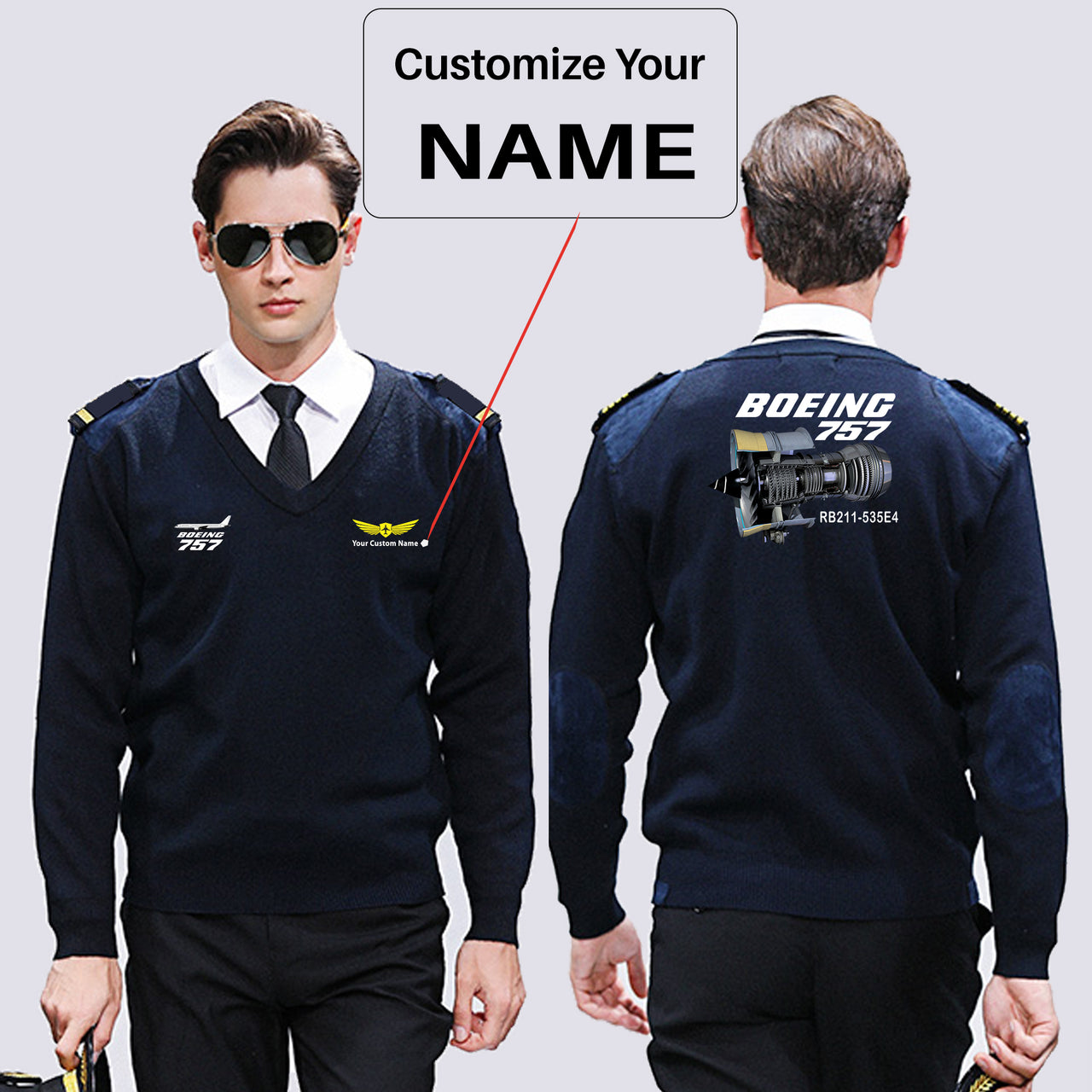 Boeing 757 & Rolls Royce Engine (RB211) Designed Wool Pilot Sweaters