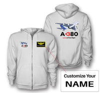 Thumbnail for Airbus A380 Love at first flight Designed Zipped Hoodies