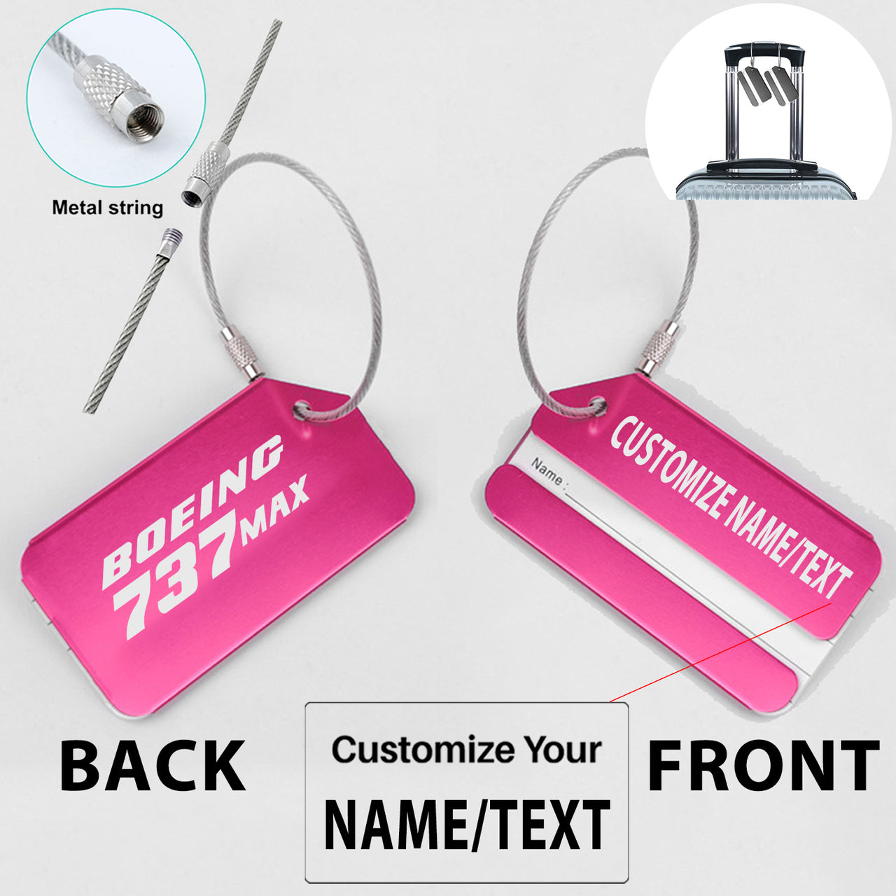 Boeing 737Max Designed Fashion Metal Luggage Tags