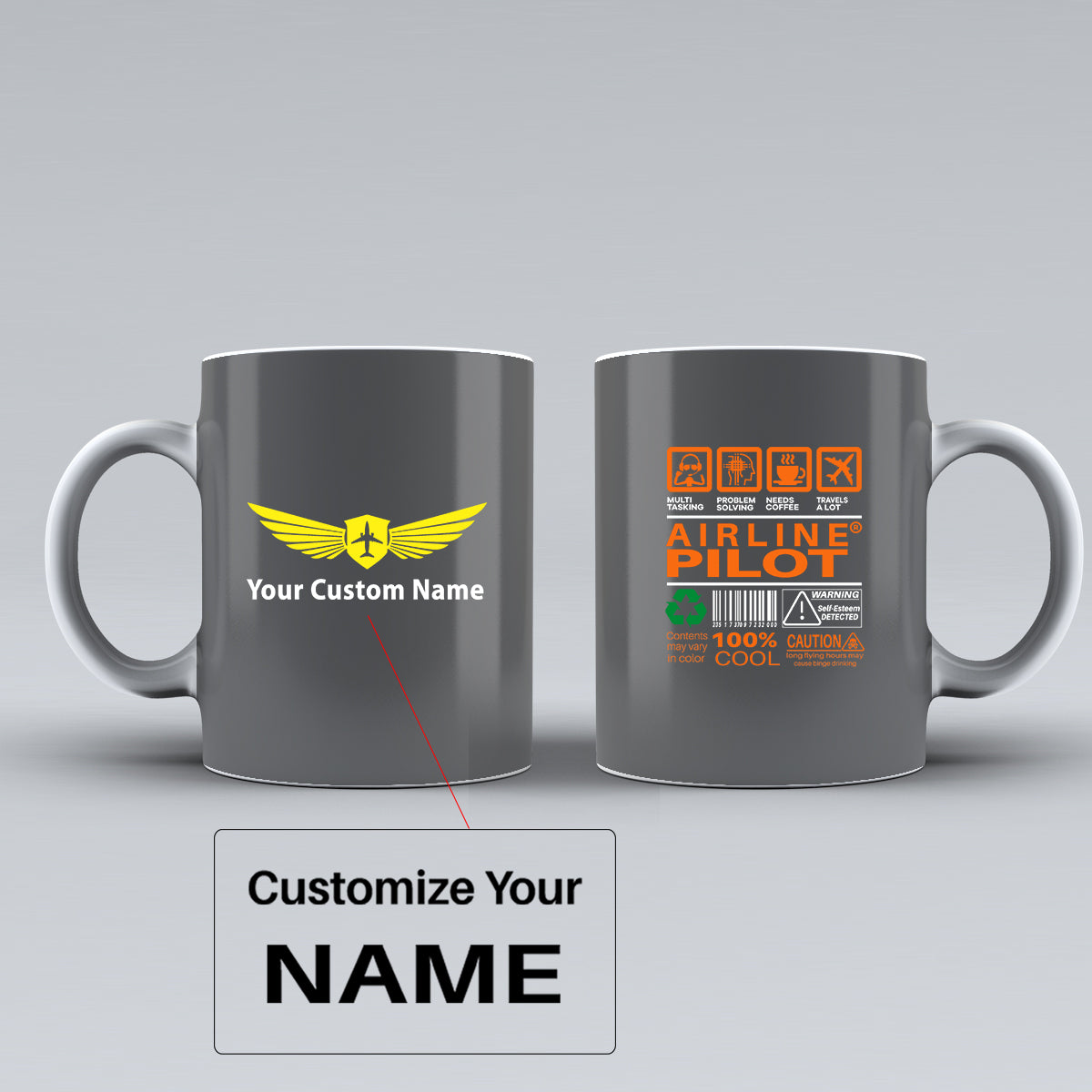 Airline Pilot Label Designed Ceramic White Mugs