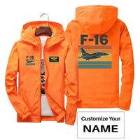Thumbnail for Retro Fighter Jet F16 Designed Thin Windbreaker Jackets