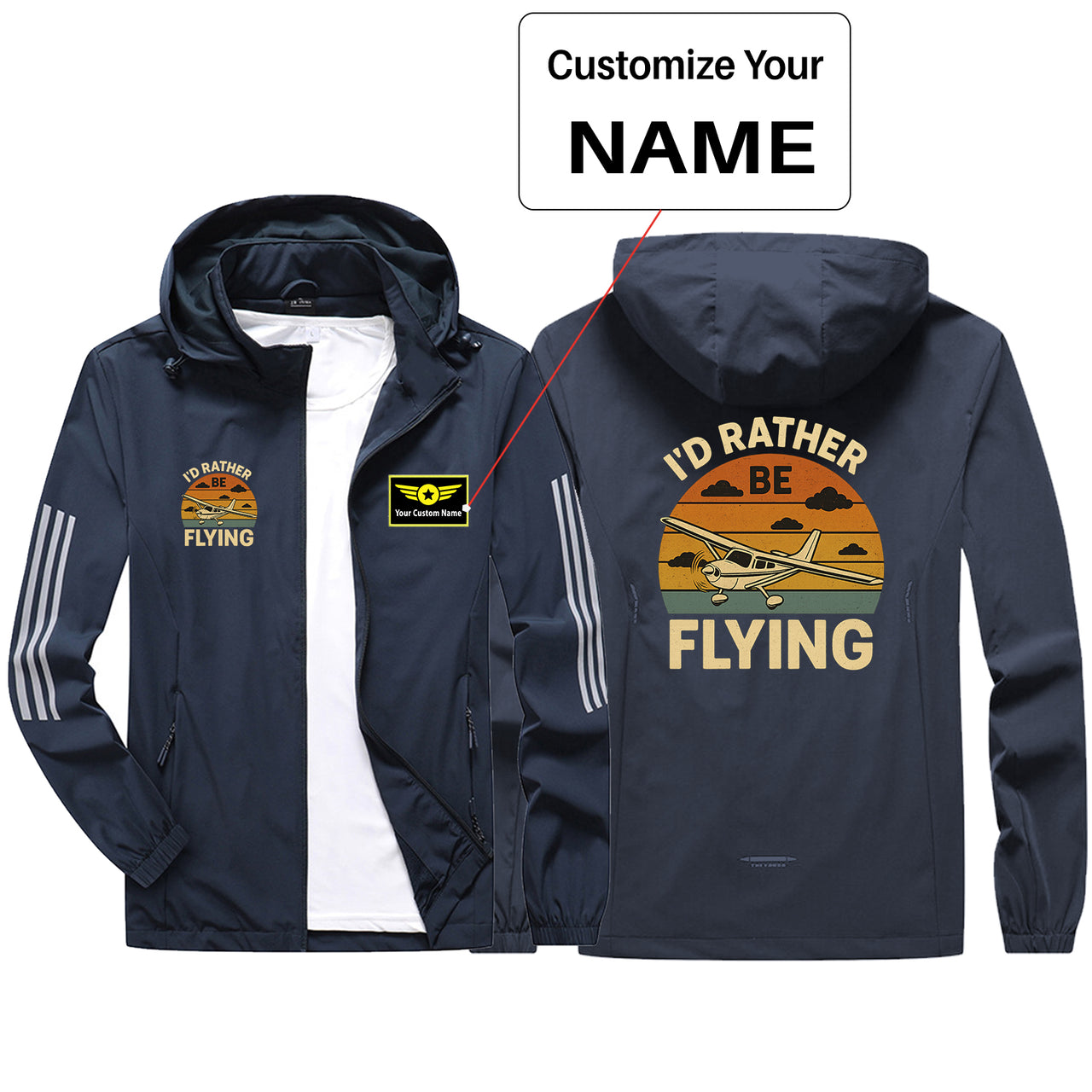 Retro I'D Rather Be Flying Design Sport & Running Jackets