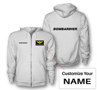Thumbnail for Bombardier & Text Designed Zipped Hoodies