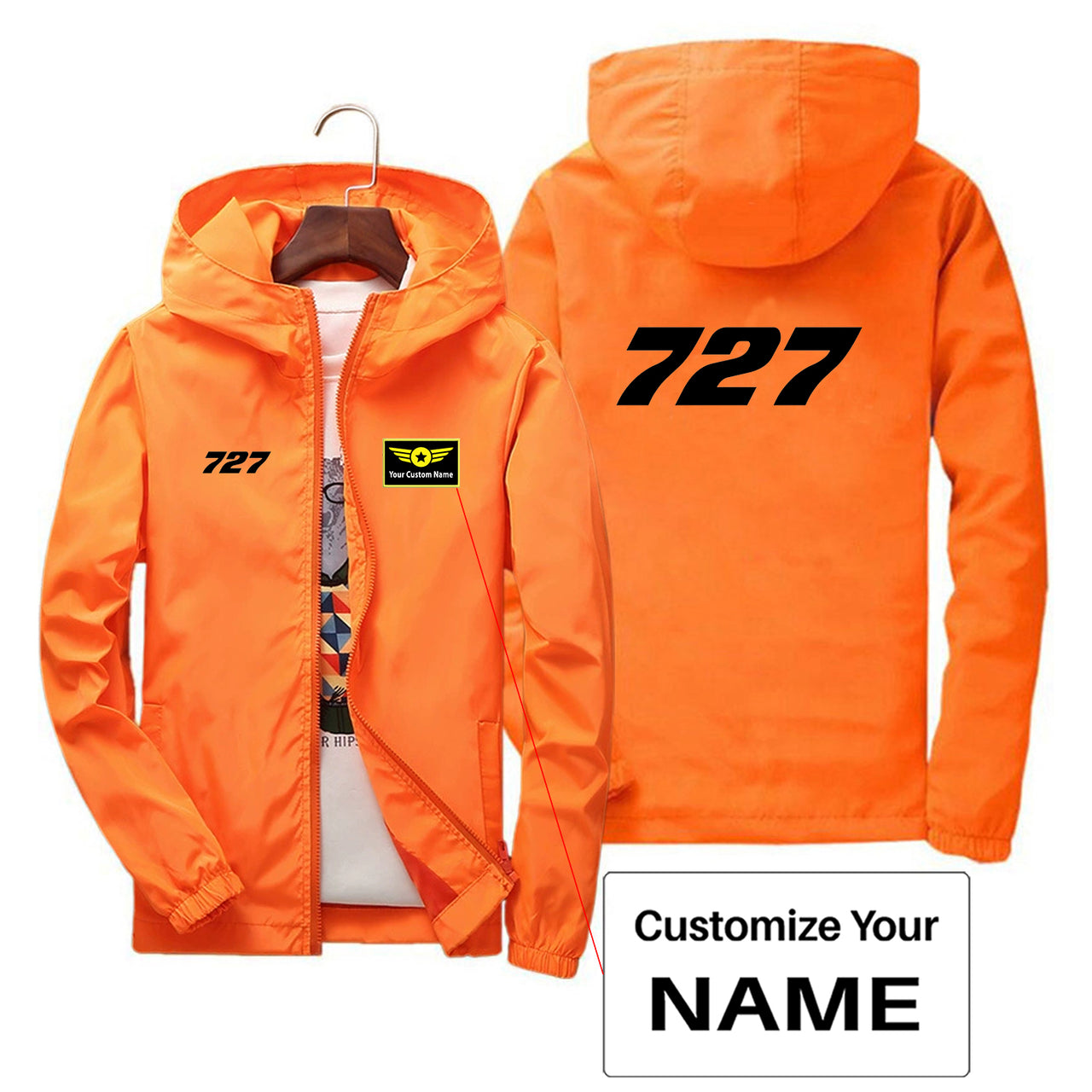 727 Flat Text Designed Thin Windbreaker Jackets