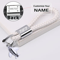 Thumbnail for 727 Flat Text Designed Leather Car Key Chains