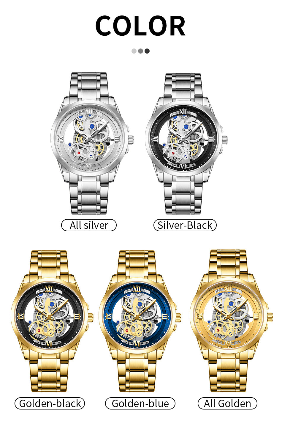 Night Light Skeleton Quartz Wristwatch