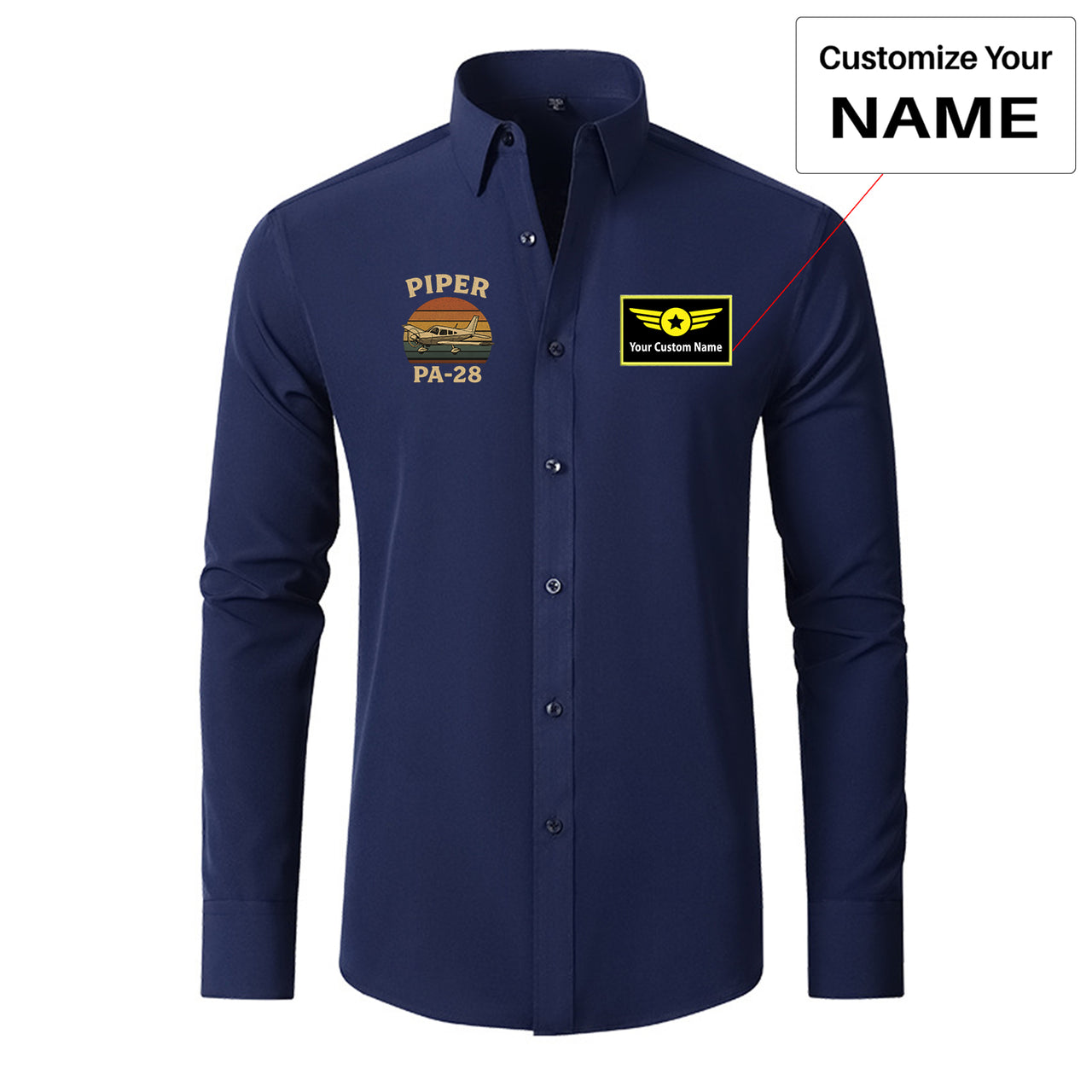 Retro Piper PA-28 Designed Long Sleeve Shirts