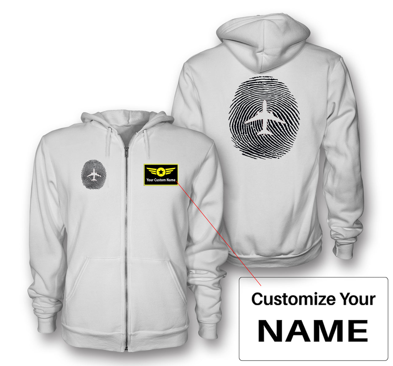 Aviation Finger Print Designed Zipped Hoodies