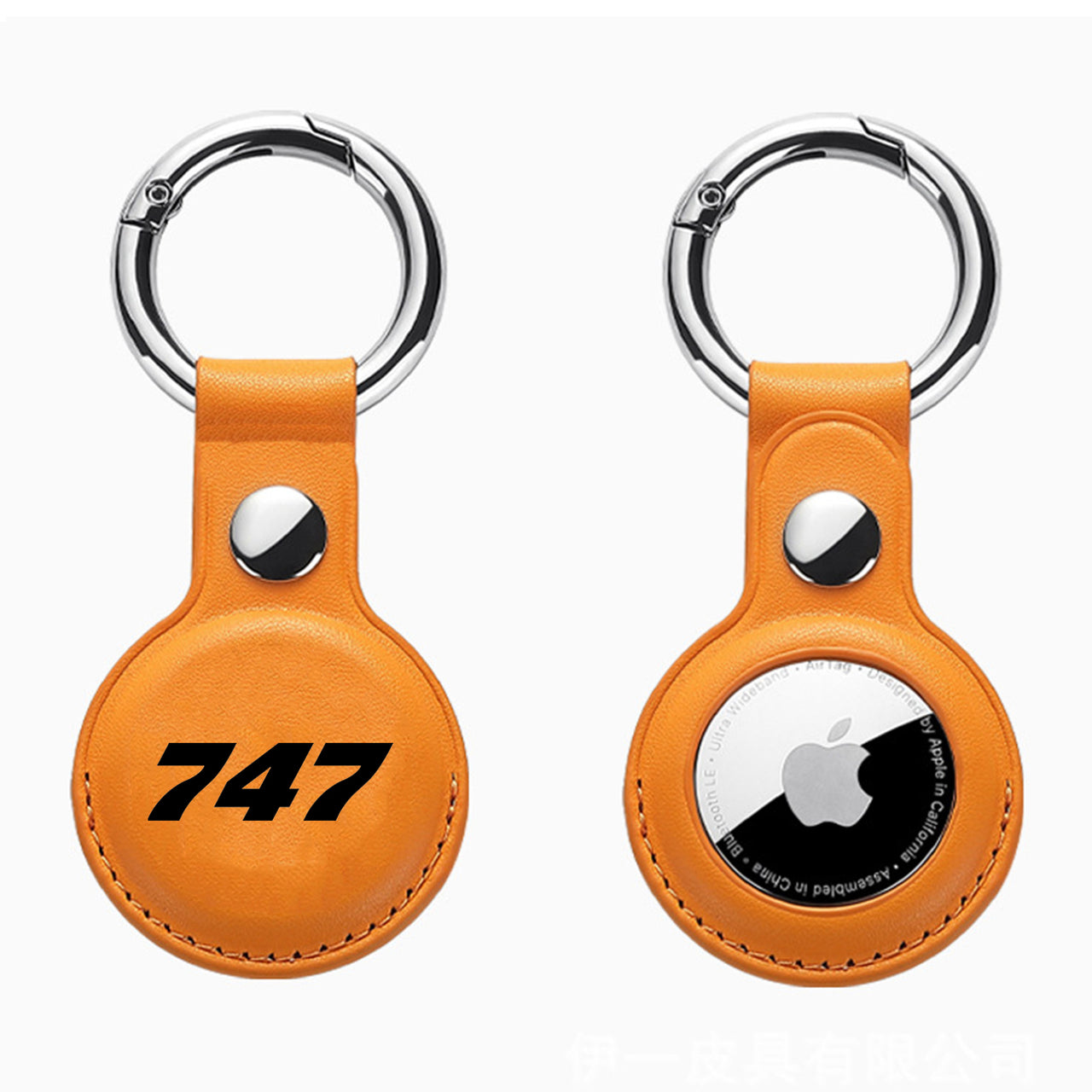 747 Flat Text Design Airtags Leather Cases