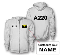 Thumbnail for A220 Flat Text Designed Zipped Hoodies