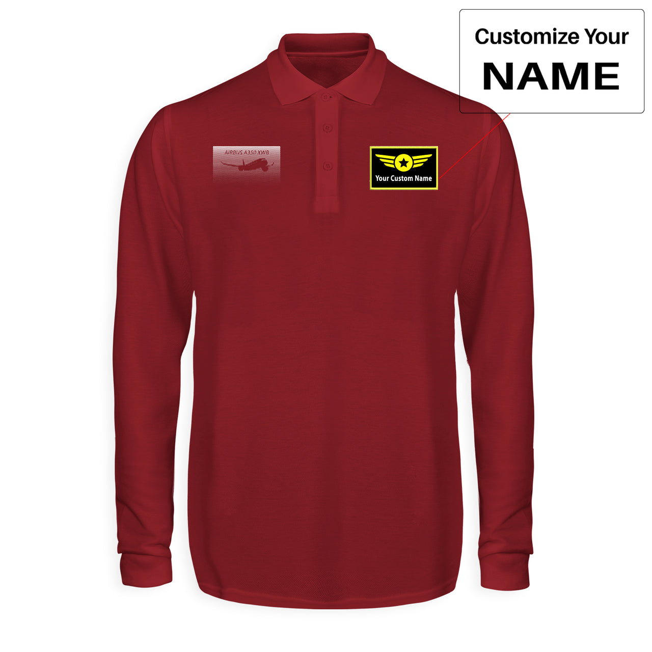 Airbus A350XWB & Dots Designed Long Sleeve Polo T-Shirts