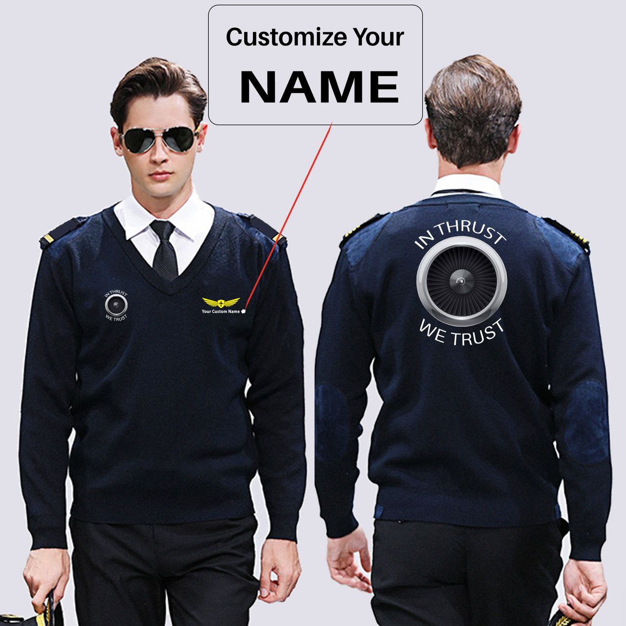 In Thrust We Trust Designed Wool Pilot Sweaters