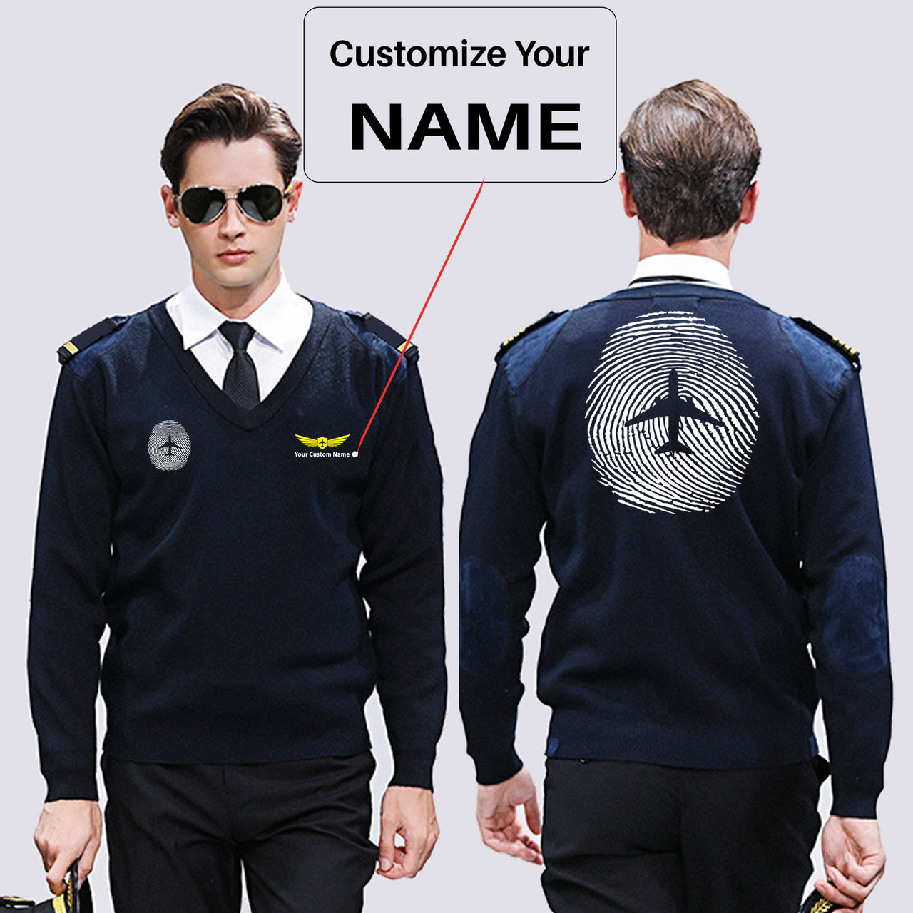 Aviation Finger Print Designed Wool Pilot Sweaters