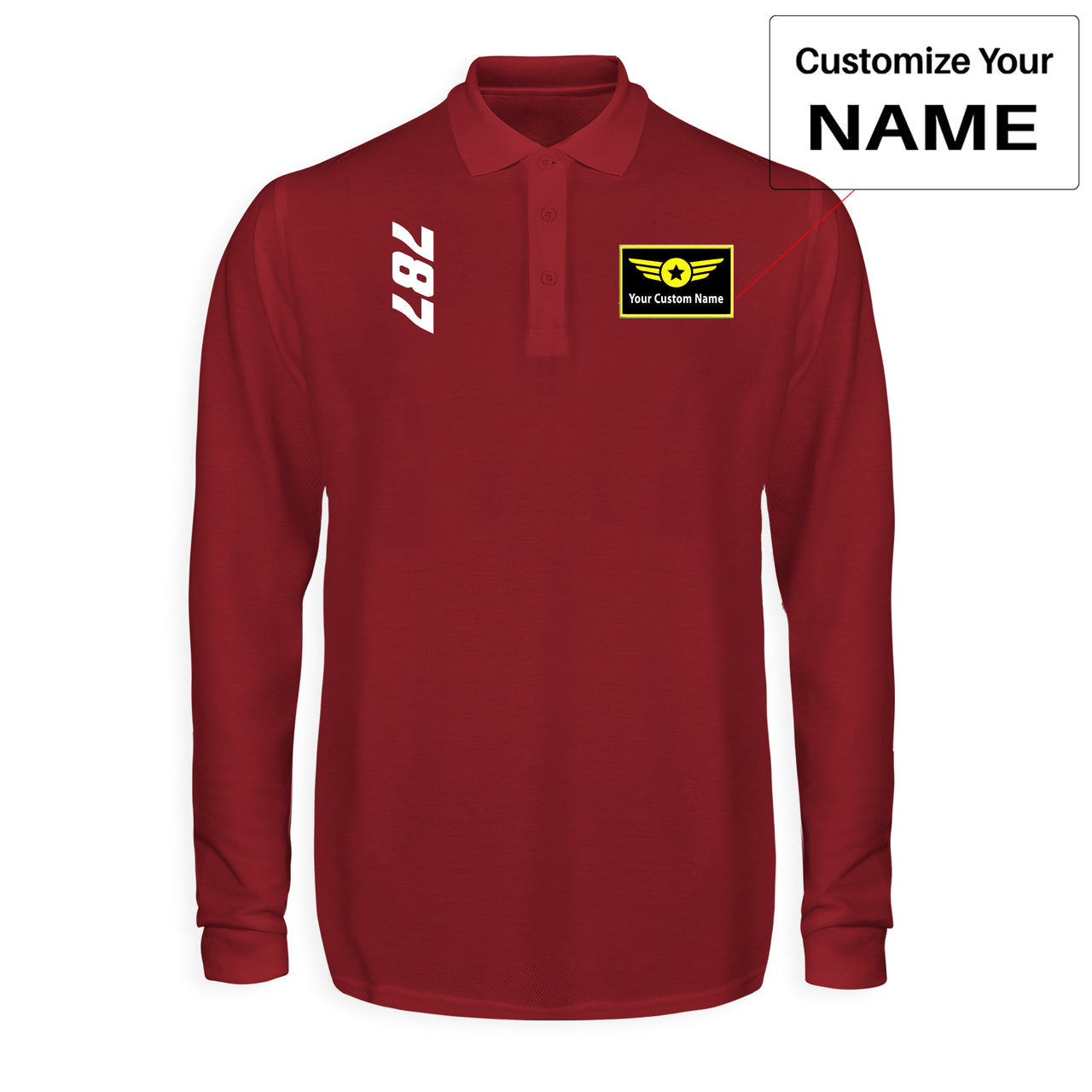 Boeing 787 Text Designed Long Sleeve Polo T-Shirts
