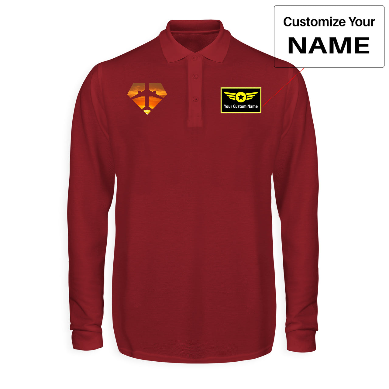 Supermen of The Skies (Sunset) Designed Long Sleeve Polo T-Shirts