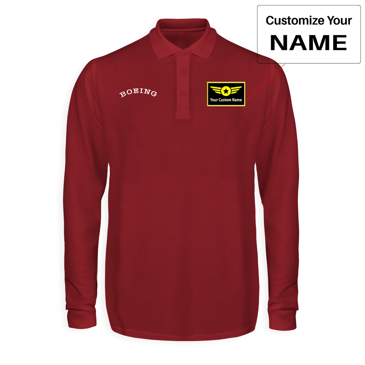 Special BOEING Text Designed Long Sleeve Polo T-Shirts