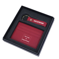 Thumbnail for Your Custom Design & Image & Logo & Text Design Genuine Leather Cardholder Key Ring Gift Box Set