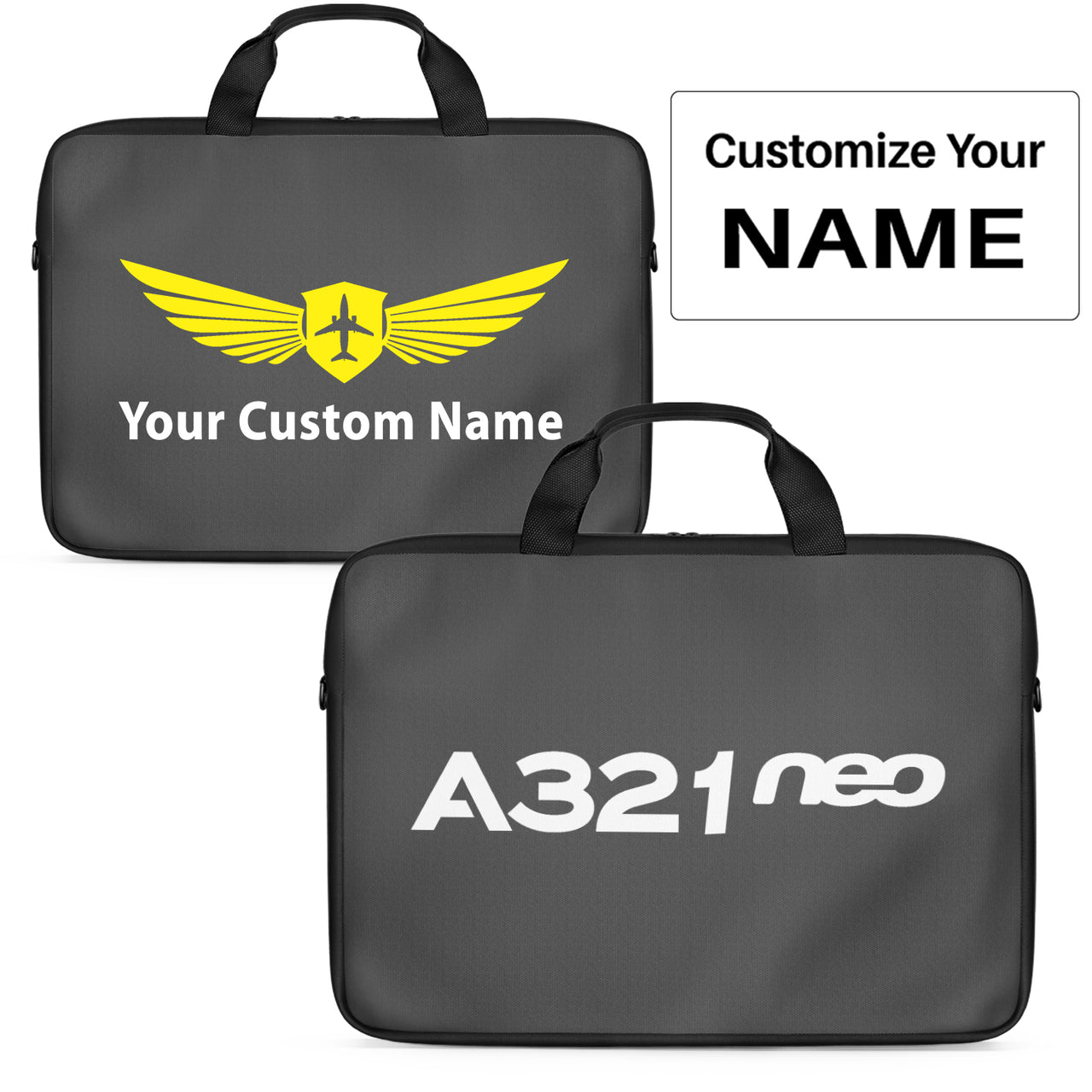A321neo & Text Designed Laptop & Tablet Bags