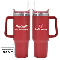 Thumbnail for Lufthansa Airlines Designed 40oz Stainless Steel Car Mug With Holder