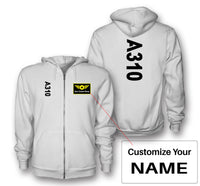 Thumbnail for A310 Text Designed Zipped Hoodies