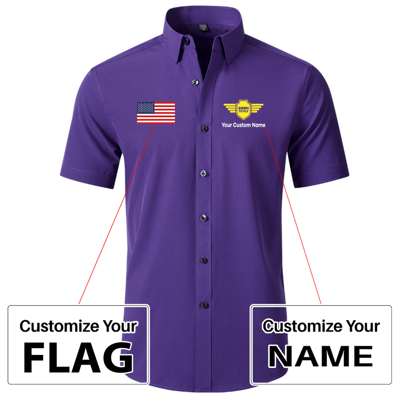 Custom Flag & Name with Badge 5 Design Super Quality Short Sleeve Shirts