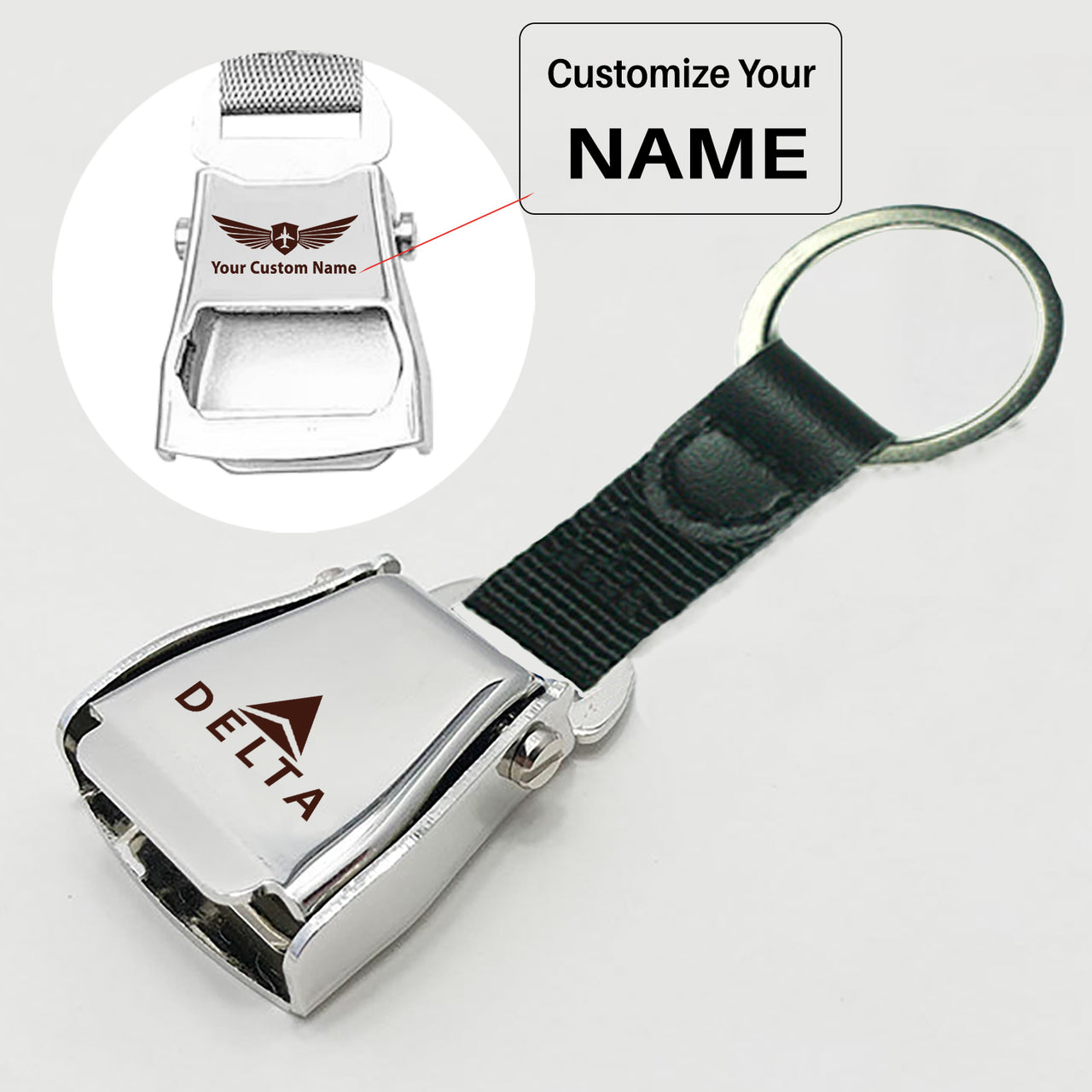 Delta Air Lines Designed Airplane Seat Belt Key Chains