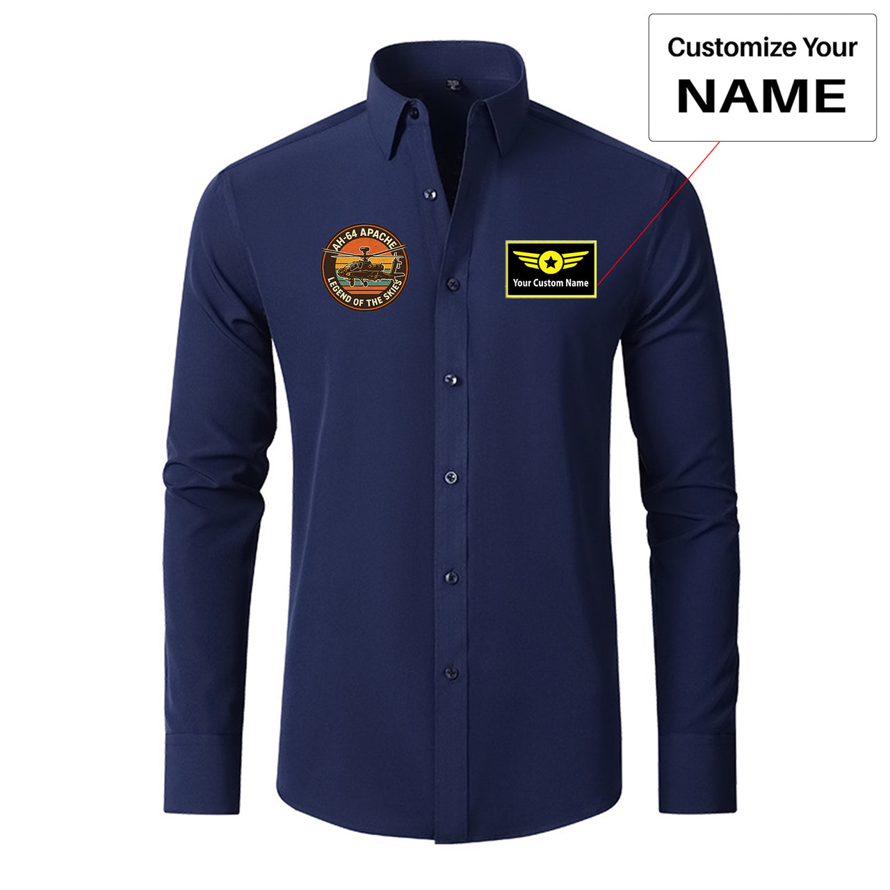 Retro Apache AH-64 Designed Long Sleeve Shirts