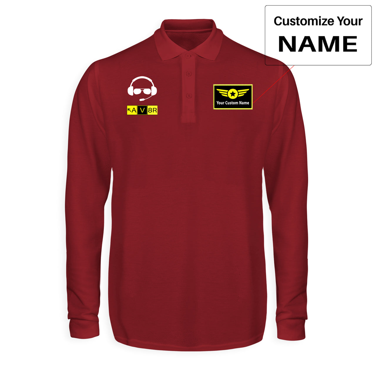AV8R 2 Designed Long Sleeve Polo T-Shirts