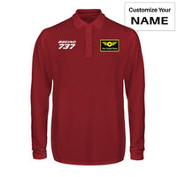 Thumbnail for Boeing 737 & Text Designed Long Sleeve Polo T-Shirts