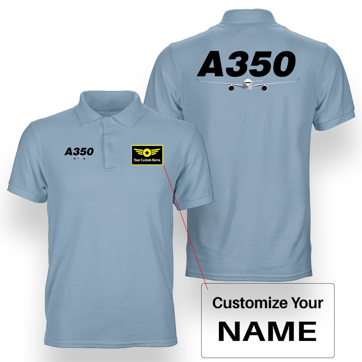 Super Airbus A350 Designed Double Side Polo T-Shirts