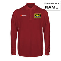 Thumbnail for I Love Embraer Designed Long Sleeve Polo T-Shirts
