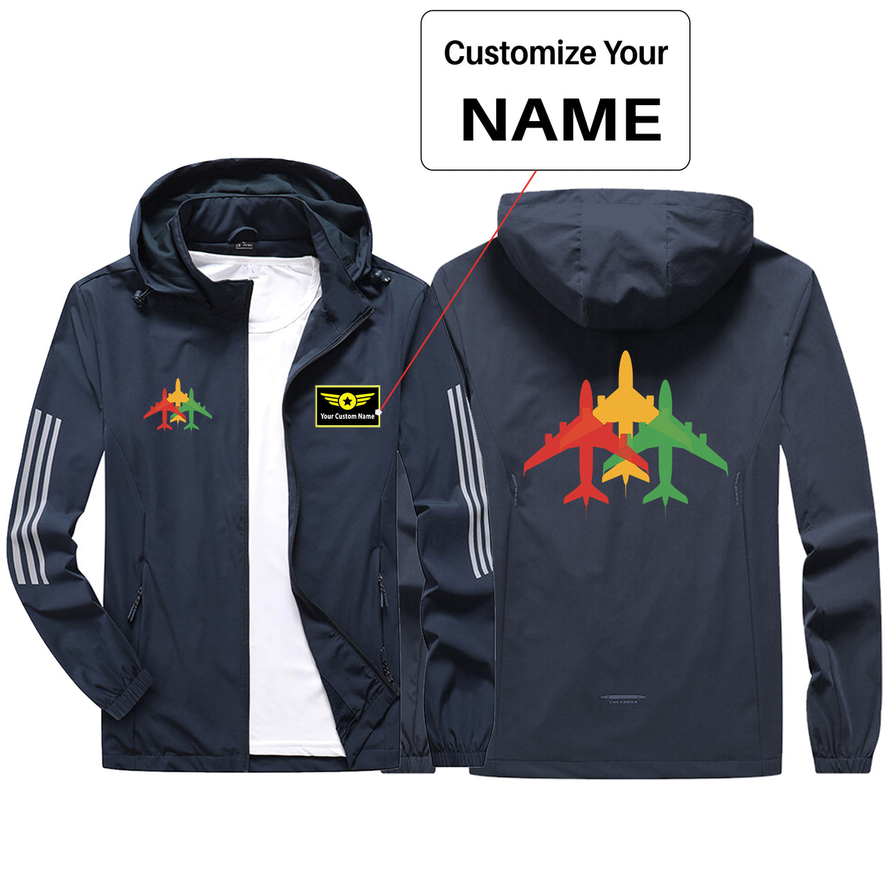 Colourful 3 Airplanes Sport & Running Jackets