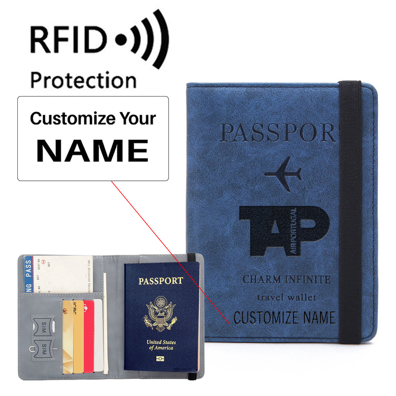 TAP Portugal Airlines Designed Passport Cover Travel Wallet Passport Holder