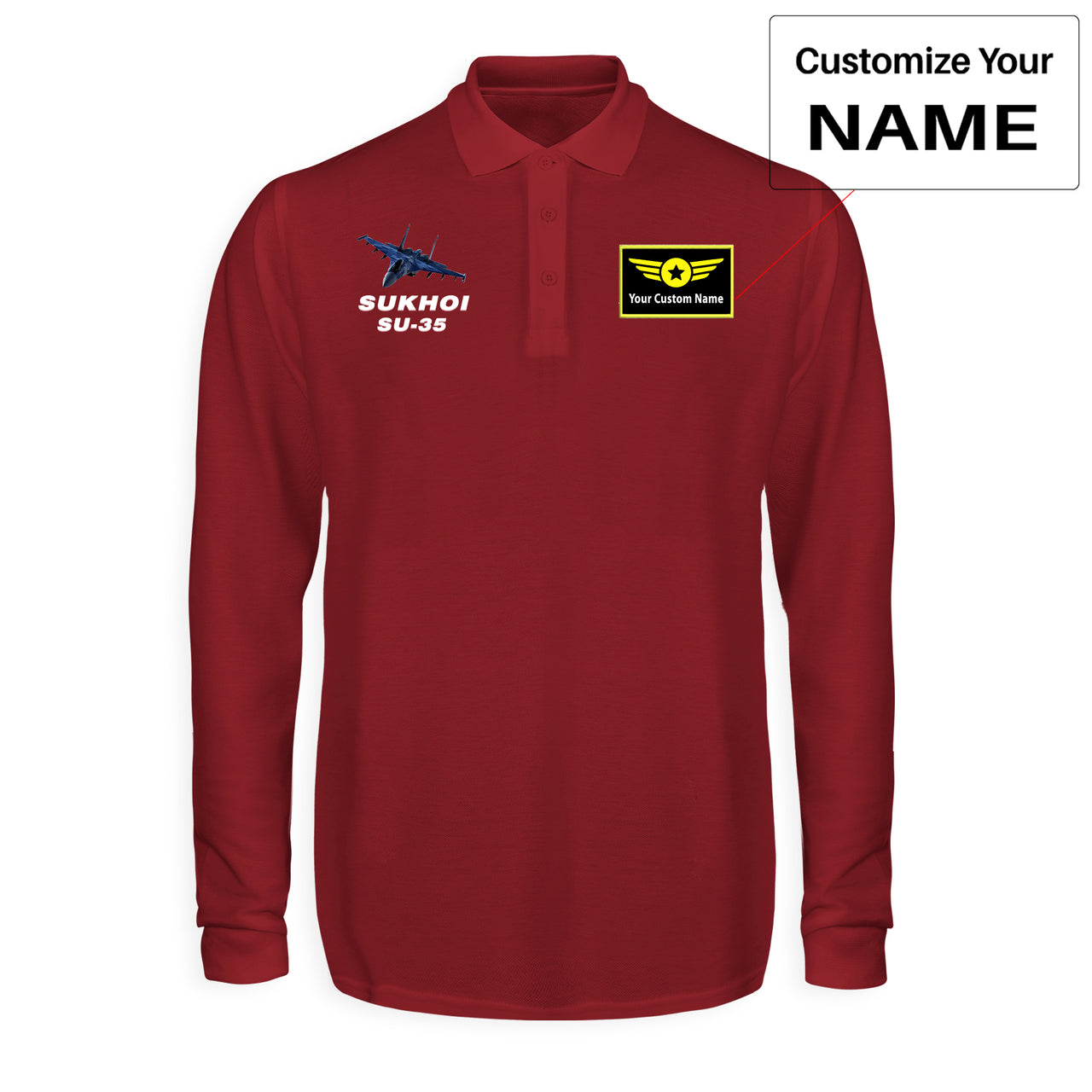 The Sukhoi SU-35 Designed Long Sleeve Polo T-Shirts