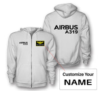 Thumbnail for Airbus A319 & Text Designed Zipped Hoodies - view 7