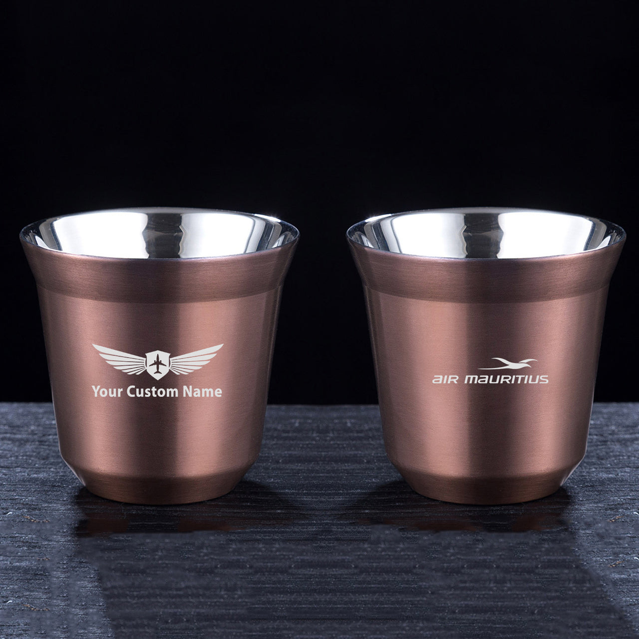 Air Mauritius Airlines Designed Double Wall Stainless Steel Coffee Mugs