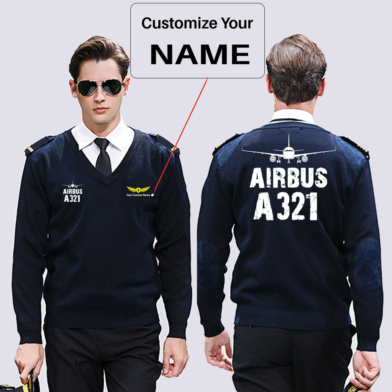 Airbus A321 & Plane Designed Wool Pilot Sweaters