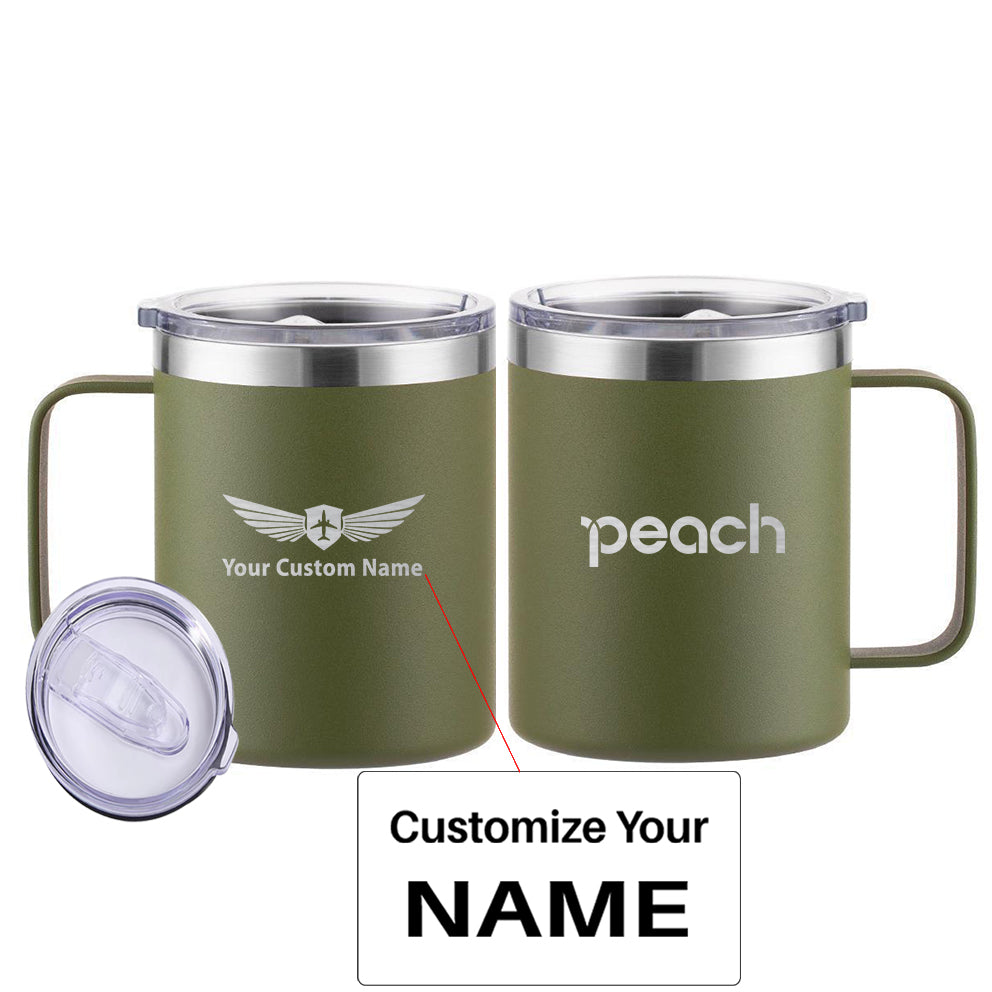 Peach Airlines Designed Stainless Steel Laser Engraved Mugs