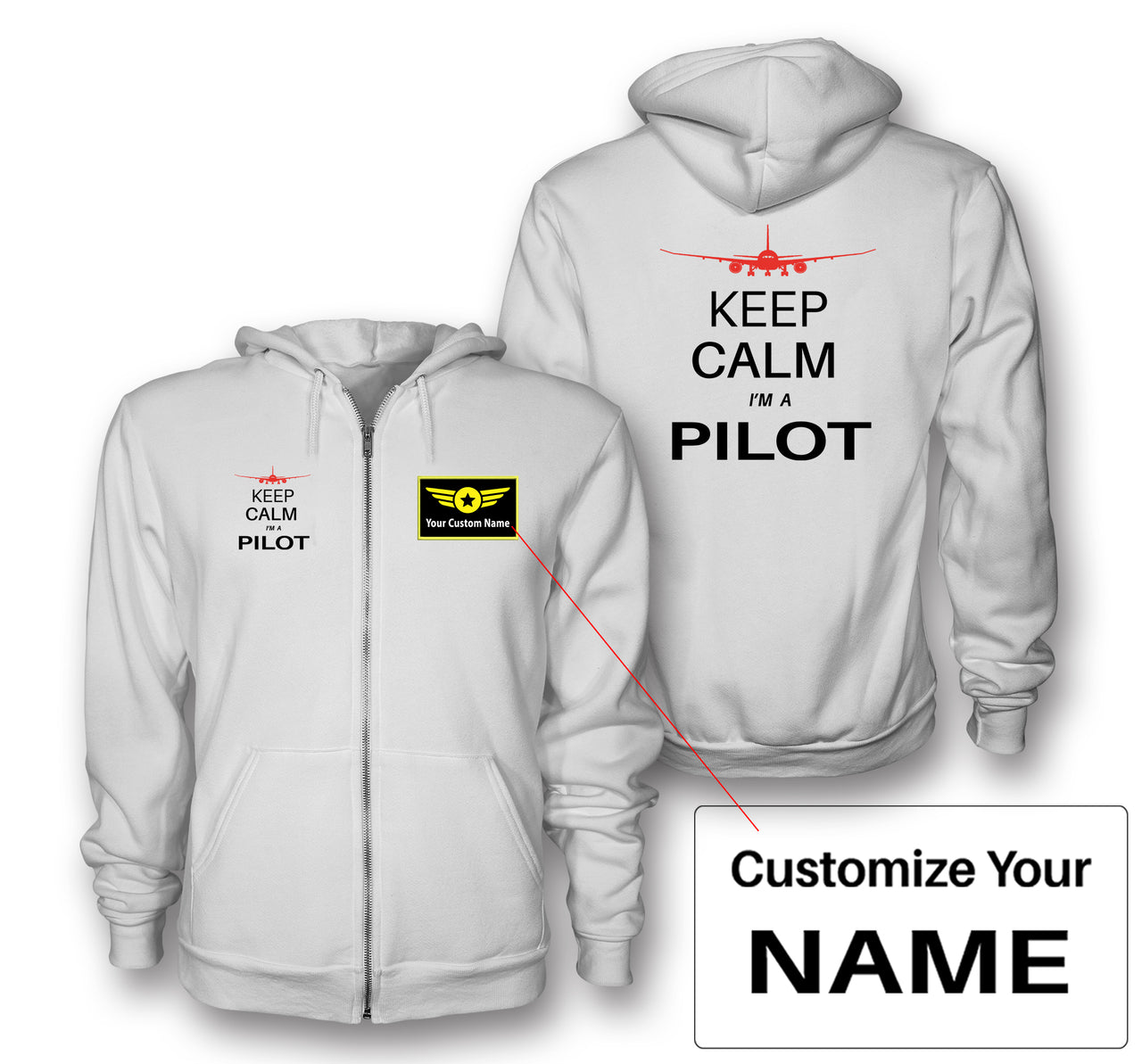 Pilot (777 Silhouette) Designed Zipped Hoodies