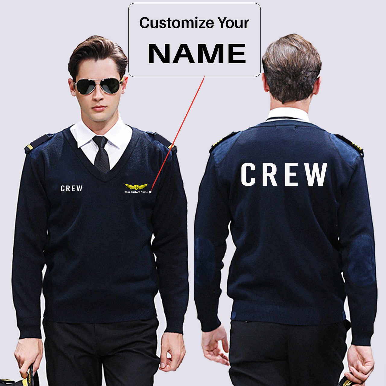 CREW & Text Designed Wool Pilot Sweaters