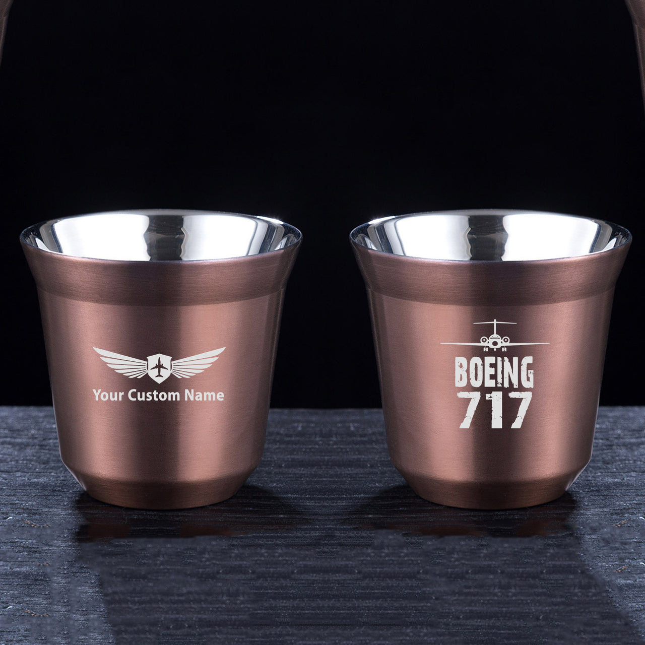 Boeing 717 & Plane Designed Double Wall Stainless Steel Coffee Mugs