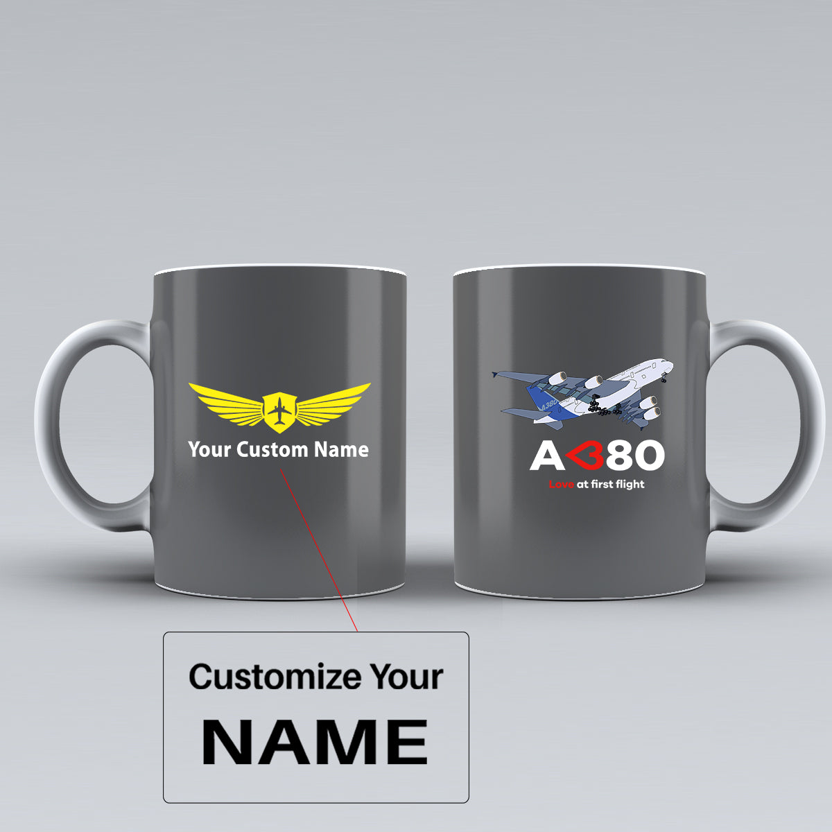Airbus A380 Love at first flight Designed Ceramic White Mugs