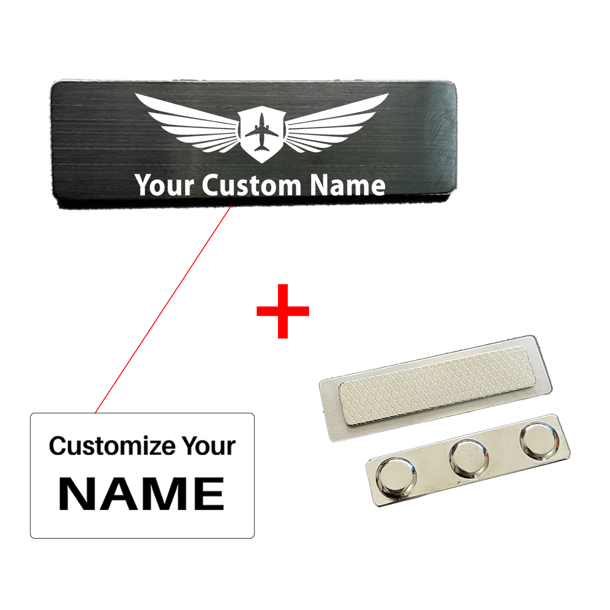 Your Custom Design Text Design 70*20MM Brooch Pin Badges