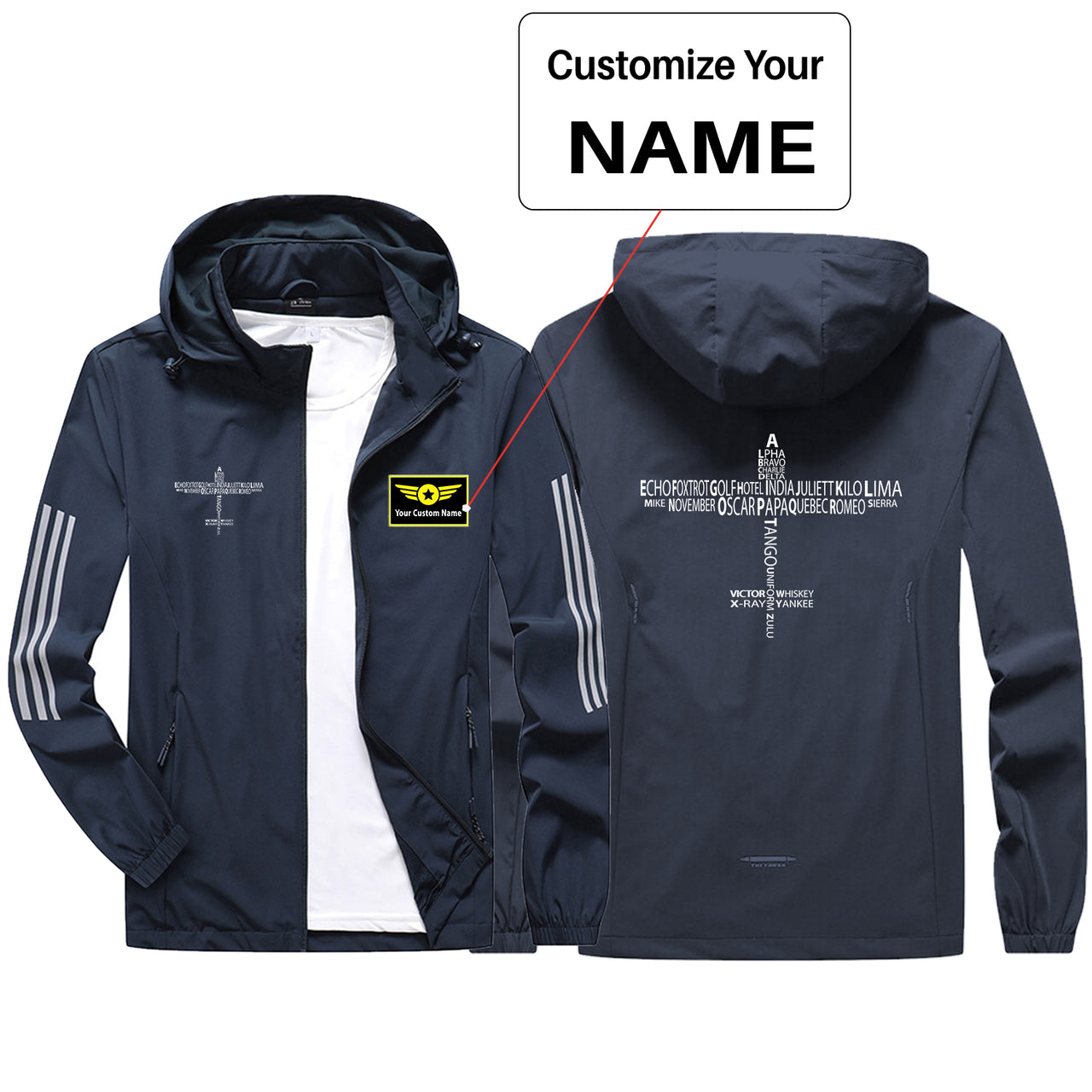 Propeller Shape Aviation Alphabet Sport & Running Jackets