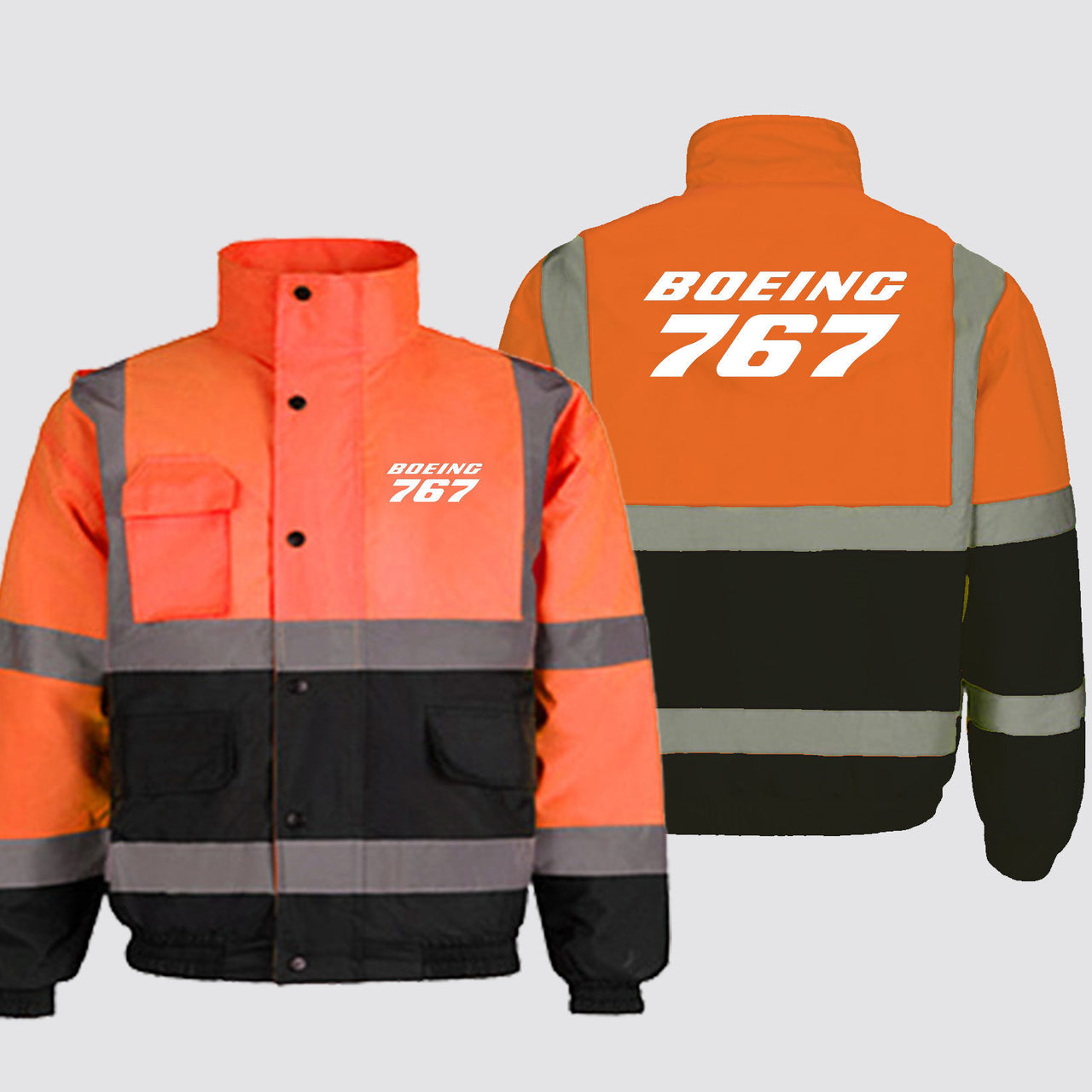 Boeing 767 & Text Designed Reflective Winter Jackets