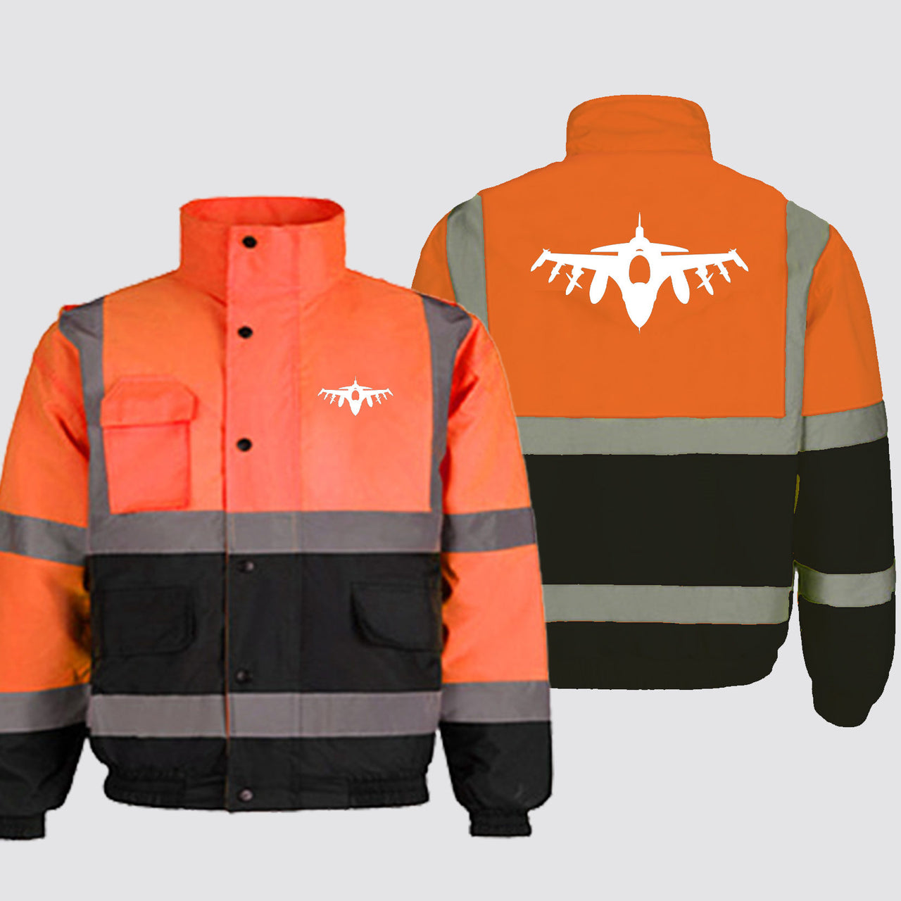 Fighter Jet 16 Silhouette Designed Reflective Winter Jackets