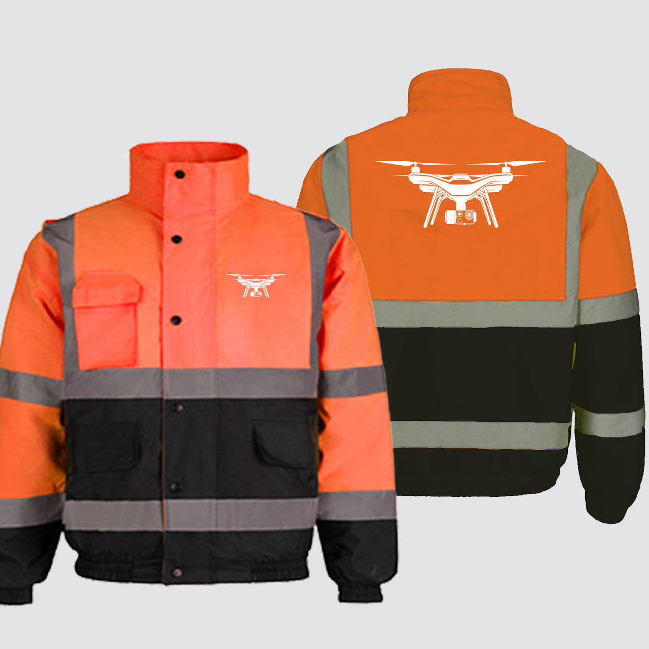 Drone Silhouette Designed Reflective Winter Jackets