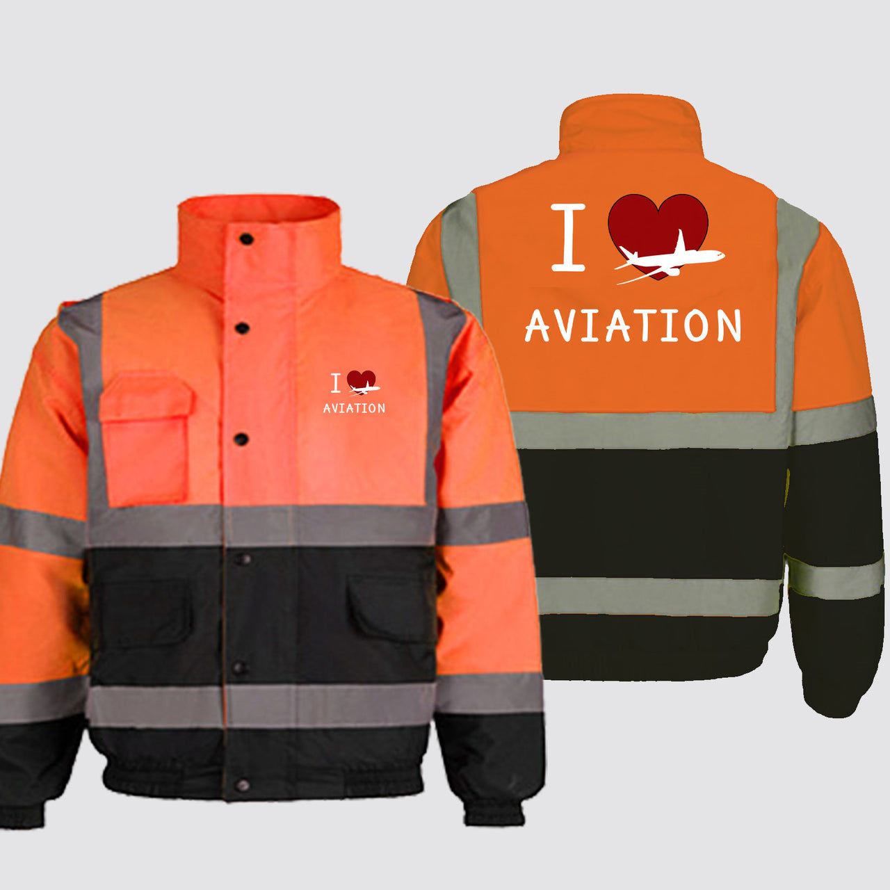 I Love Aviation Designed Reflective Winter Jackets