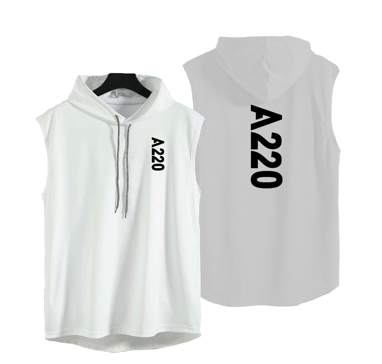 A220 Text Designed Hooded Tank Tops