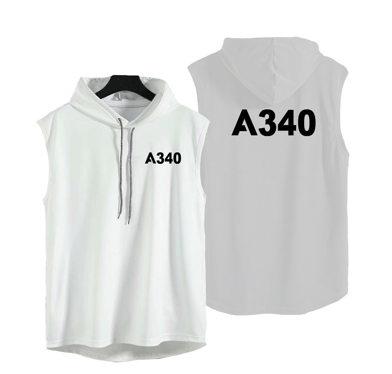 A340 Flat Text Designed Hooded Tank Tops